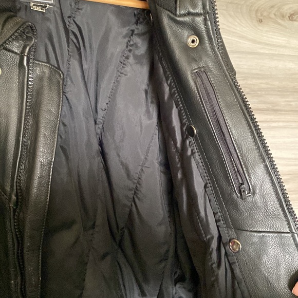 Men's Vintage Heavy Leather Thinsulate Lined Motorcycle Jacket - Picture 9 of 11